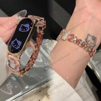 ราคา Hello Kitty สายนาฬิกาผู้หญิงหรูหราสําหรับ Xiaomi Mi Band 9 8pro Red Mi 4 5 NFC สร้อยข้อมือสายนาฬิกาอัจฉริยะนาฬิกาข้อมือสําหรับ Mi Band (27480929816)