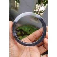 ราคา J380 กำไลหยกพม่าเจไดต์ Type A สีดำเทา ขาว แซมม่วงอ่อนอมเขียวเหลือง (29163914222)