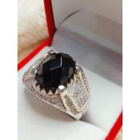 ราคา แหวนนิลแท้ 11 กะรัต นิลกาฬแท้ แหวนผู้ชาย ตัวเรือนเงินแท้ นิลฝังเพชรcz (14547951329)