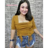 ราคา ((สาวอวบ))อก36-46" เสื้อยืดคอเหลี่ยมรูดข้าง bigsize สวยๆจ้า (6409454773)
