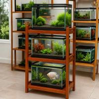 ราคา ส่งฟรี ส่งด่วน ชั้นวางตู้ปลา ขนาด 60*38*98ซม ไม้แท้ ทนน้ำทนแดดรับน้ำหนักได้100กิโล+ ชั้นไม้ ชั้นวางของ ชั้นวางตู้ปลากัด (57550786805)