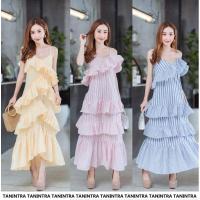 ราคา เดรสสายเดี่ยวตัวยาว แต่งระบายชั้นๆทูโทน (5616021694)