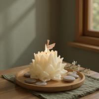 ราคา เทียนรูปดอกบัว เทียนที่ผสมน้ำมันหอมระเหย เพื่อให้น้ำมันหอมระเหยฟุ้งกระจายไปในห้องเมื่อจุดเทียน. ทำจากไขพาราฟินหรือไขถั่ว (29141453694)