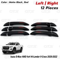 ราคา ครอบมือเปิดประตู ครอบมือจับ ครอบมือดึงประตู รุ่นท็อป 12ชิ้น สีดำด้าน+แดง Isuzu D-Max 4WD 4x4 Hi-Lander V-Cross 2020-2022 (11942394588)