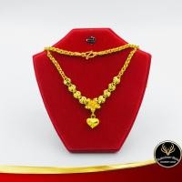 ราคา สร้อยคอ สร้อยคอแฟชั่น ระย้าห่วงคู่หัวใจตัดลาย น้ำหนัก 1 บาท ยาว 18 นิ้ว งานเคลือบแก้ว ชุบเศษทองเยาวราช ชุบทอง100% (11527466296)