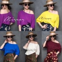 ราคา (นางแบบใส่ชุดขาย) เสื้อไหล่ตก เสื้อเปิดไหล่ข้างเดียว เก๋ๆ เสื้อแขนพอง จับทวิสที่ปลายแขน ดีเทลชิคๆ (3087609868)