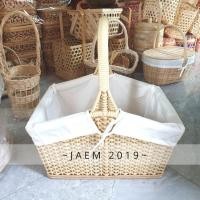 ราคา ตะกร้าปิคนิค หวายเทียม บุผ้า ใส่ของเด็กอ่อน - แจ่มจักสาน (2500739635)