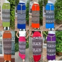 ราคา ผ้าถุงสำเร็จรูป ผ้าซิ่นผ้าทอต่อลายแบบป้าย มีเชือกผูกเอวแบบป้าย เย็บแล้วพร้อมใส่ มีเชือกผูกเอว (6361360647)