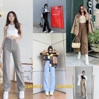 ราคา กางเกงผู้หญิง กางเกงยีนส์สตรีเอวสูง เสื้อผ้าขายส่ง // Culottes Mozza กางเกงยีนส์ผู้หญิงหลวม - เอวสูง (27565183870)