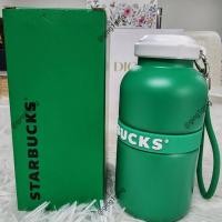 ราคา (ส่งฟรี พร้อมส่งในไทย) Starbucks สตาร์บัค 420ML ขวดสแตนเลสสีเขียวกลม ๆ+สายห้อยแก้ว+กล่อง T7 (ของแท้) (25327340538)
