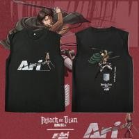 ราคา สไตล์ใหม่ ร้อน เสื้อยืดแขนกุด AOT ACKERMAN LEVI X Ari Football Cotton Fashion Graphic sleeveless T-shirt ขนาด S-3XL (40370203945)
