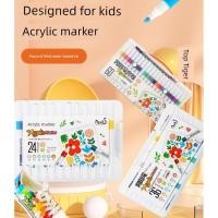 ราคา ปากกาเคมี acrylic marker ปากกามาร์กเกอร์โพรพิลีน Dingding Tiger ปากกาวาดภาพสร้างสรรค์ DIY สำหรับเด็กปากกาอะคริลิคกระดาษใส48สีปากกาสีน้ำ (50152115051)