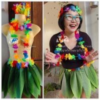 ราคา (เซ็ต 7 ชิ้น) ชุดฮาวาย กระโปรงใบไม้ มาลัยฮาวาย ปาร์ตี้ แฟนซี flower Hawaii m24 (25102665799)