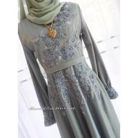ราคา Dress ออกงานผ้าวาเลนติโน่ สีเขียวตุ่น (24080919049)