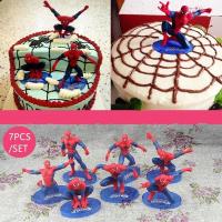 ราคา ตุ๊กตาตกแต่งเค้กสไปเดอร์แมน set 7 ตัว spiderman cake topper (7885126968)