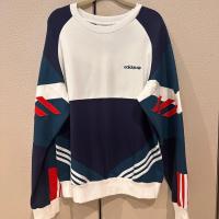 ราคา Adidas Originals Sweatshirt รุ่นหายาก! โทนสี Navy x Teal x White ตัดแดง (49701224762)