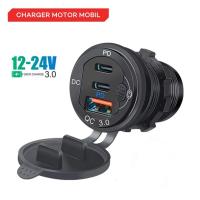 ราคา เครื่องชาร์จรถจักรยานยนต์ในรถยนต์ 3 พอร์ต 2 USB Type C และ 1 พอร์ต USB QC 3.0 45W (29319099754)