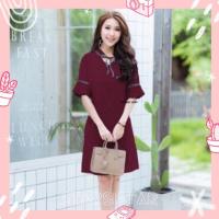 ราคา เดรสทำงาน เดรสออกงานสีแดงเลือดหมู (4723400522)