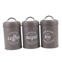 ราคา Set Of 3 Tea Coffee Sugar Metal Jar Storage Box Food Canister Bins Kitchen Container With Lids (29054080388)
