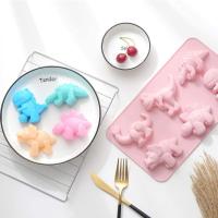 ราคา ไดโนเสาร์น่ารัก ซิลิโคนแม่พิมพ์เค้ก เด็กการ์ตูน Dino ช็อกโกแลต Gummy Mould ถาด 6 กริด (12220090646)