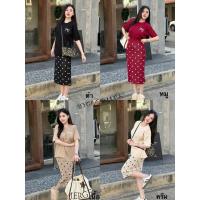 ราคา C22.ชุดเซทไหมพรม เสื้อปักโบว์ + กระโปรงยาวลายจุดสาวอวบใส่ได้ (26726552870)