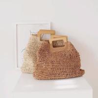 ราคา กระเป๋าสานทรงสี่เหลี่ยมหูไม้ ใบใหญ่ใส่ของได้เยอะ (2241106721)