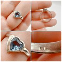 ราคา แหวนเงินแท้ แต่งพลอยแท้ บลูโทแพซ ไซส์ 56 งานญี่ปุ่นมือสอง (57302888137)