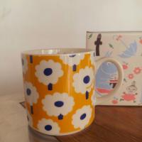 ราคา แก้วมัค MOOMIN สีเหลือง ลายดอกไม้ แก้วมัคลาเต้ ลายดอกไม้มูมิน (41621314608)