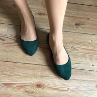 ราคา หัวแหลมกำมะหยี่Deep Teal Flat-shoes (2148806333)