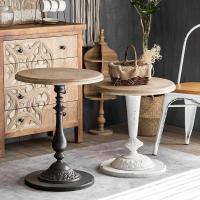 ราคา Living room sofa corner table American wooden wrought iron Roman column balcony coffee table retro small round table (42177504639)