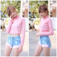 ราคา Oops กางเกงยีนส์ขาสั้นเอวสูง รุ่นขนมิ้งปลายขา (13919687276)