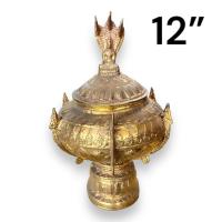 ราคา ขันต์น้ำมนต์นาคปรก ทองเหลือง กว้าง 4นิ้ว สูง 13นิ้ว (23159185235)