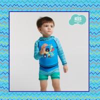 ราคา KĖĖD : ชุดว่ายน้ำแขนยาวฮู้ดสีฟ้า แยกชิ้นกางเกงขาสั้น Surf ‘n Friends (9894361401)