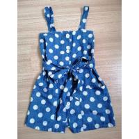 ราคา 50.- มินิเดรสยีนส์นิ่มสายเดี่ยวลายจุดขาวกระดุมหน้ายาว​มีสม๊อกหลังและโบว์ผูกเอวหลัง (2331809405)