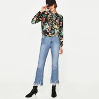 ราคา กางเกง Zara ยีนส์ขาบานทรงมินิดรอปเอวสูง (1255759894)