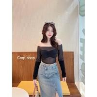 ราคา ส่งต่อ เสื้อปาดไหล่มีดำ ผ้ามุ้ง (25838822594)