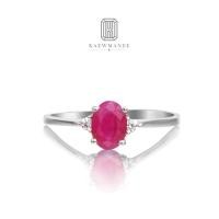 ราคา Kaewmanee แหวนทับทิมพม่าฝังเพชร สวยมากๆ แหวนพลอย แหวนมินิมอล แหวนเงินแท้ 92.5 มีใบรับรอง [KMN2R] (25588400784)