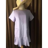 ราคา เดรสสั้นสีม่วงชายระบายทรงปล่อยใส่สบายใส่ทำงานใส่เที่ยวได้หมด (17696149787)