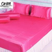 ราคา OHM ผ้าปูที่นอน ผ้าเครปซาติน 220 เส้น ขนาด 6 ฟุต 5 ชิ้น (สีชมพูบานเย็น) (904880218)