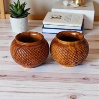 ราคา แก้วน้ำนกไม้สัก ขนาดใหญ่ ถักลาย 1 คู่ (42622279220)