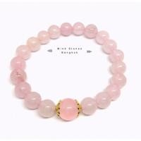 ราคา หินนำโชค กำไลหินนำโชค สร้อยข้อมือหินนำโชค โรสควอตซ์(Rose Quartz) หินแท้ธรรมชาติ 100% เกรดพรีเมียม คัดเม็ด (6506538916)