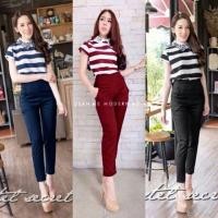 ราคา ส่งฟรี! มี 2 สี เซต 2 ชิ้น เสื้อปกดอกไม้ + กางเกงขายาว ชุดเซท เสื้อผ้าสไตล์เกาหลี TW1008 (341647656)