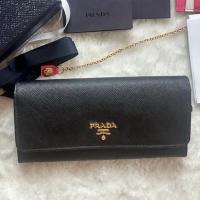 ราคา มือ2 กระเป๋าสตางค์ใบยาว Prada Saffiano Double Flap Wallet (2082330539)