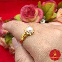 ราคา แหวนทองฝังมุกแท้ (มุกน้ำจืด) ล้อมเพชร คละแบบ งานชุบ ใส่ได้ทุกโอกาส เรียบหรู ดูดี แฟชั่น มีปลายทาง (24559346500)