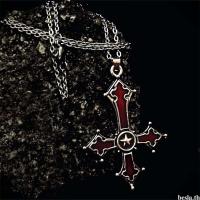 ราคา besla.thGothic Style Red Inverted Cross Necklace Punk Style Pendant Necklace Retro Collarbone Chain (27930652074)