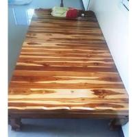 ราคา SUKP เตียงไม้สักเเท้ 3.5 ฟุต แคร่ไม้สัก รุ่นหัวบัง สีสักธรรมชาติเคลือบเงาใส (28561572365)