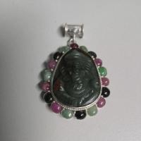 ราคา จี้หลอดหยกพม่าแท้แกะสลักพระพิฆเนศ ล้อมพลอยแท้,ทับทิม,ไพลิน.หยก เงินแท้92.5% (46351967677)