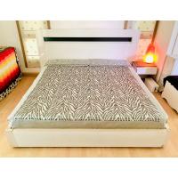 ราคา ผ้าปูที่นอนรัดมุม (แบบหนา) ขนาด 6ฟุต ผ้าทอลายสีเทาดำทอลายม้าลายดิ้นเงินทั้งผืน ด้านบนมีระบาย (สภาพใหม่) มือสองเกาหลีแท้ (23560517743)