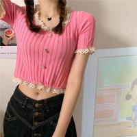 ราคา เสื้อยืดงานเกาหลี กระดุมหน้า ขอบเสื้อลูกไม้เสริมความเก๋ (7561213049)