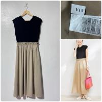 ราคา VIS เดรสยาว สีดำ แขนล้ำ ทูโทน เดรสญี่ปุ่นมือสอง (49150956323)